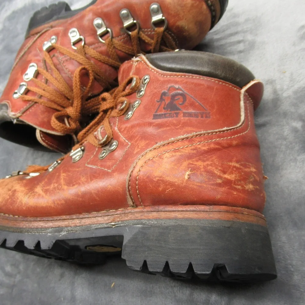 Rocky Boots Mens 8 Womens 11 Brown Leather‎ Heavy Mountaineer Hike VTG 80s USA